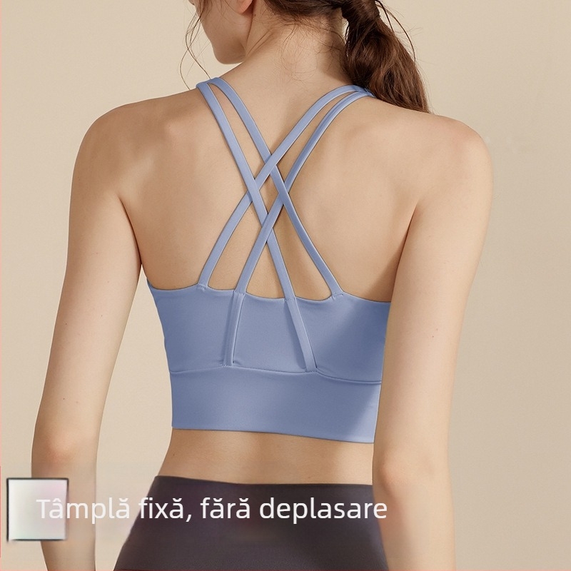 Sutien sport pentru femei – cupe complete, cupe subțiri modelate, material principal Nylon 77%, bretele fixe, pentru vară