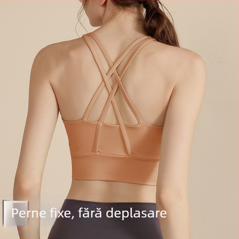 Sutien sport pentru femei – cupe complete, cupe subțiri modelate, material principal Nylon 77%, bretele fixe, pentru vară