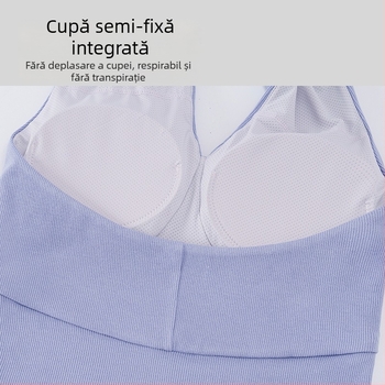 2026 Vestă de sport pentru exterior cu padding pentru bust, decolteu adânc în V, spate gol, stil halter, respirabilă