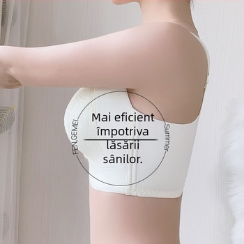 Sutien dantelă cupe turnate ultra-subțiri, închidere spate cu patru rânduri de cârlige, bretele fixe duble, susținere și modelare