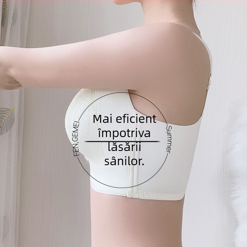 Sutien dantelă cupe turnate ultra-subțiri, închidere spate cu patru rânduri de cârlige, bretele fixe duble, susținere și modelare