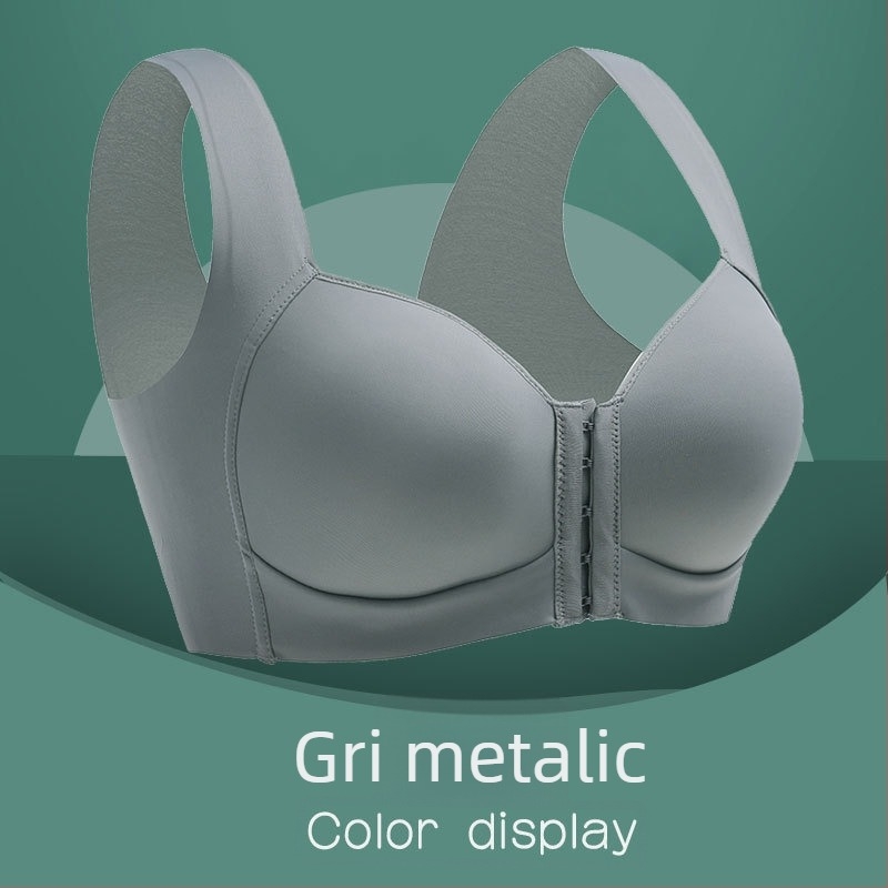 Sutien cu închidere frontală, suport lateral și adunare a sânilor; cupe subțiri, turnate; material din nailon cu căptușeală 30–50% spandex