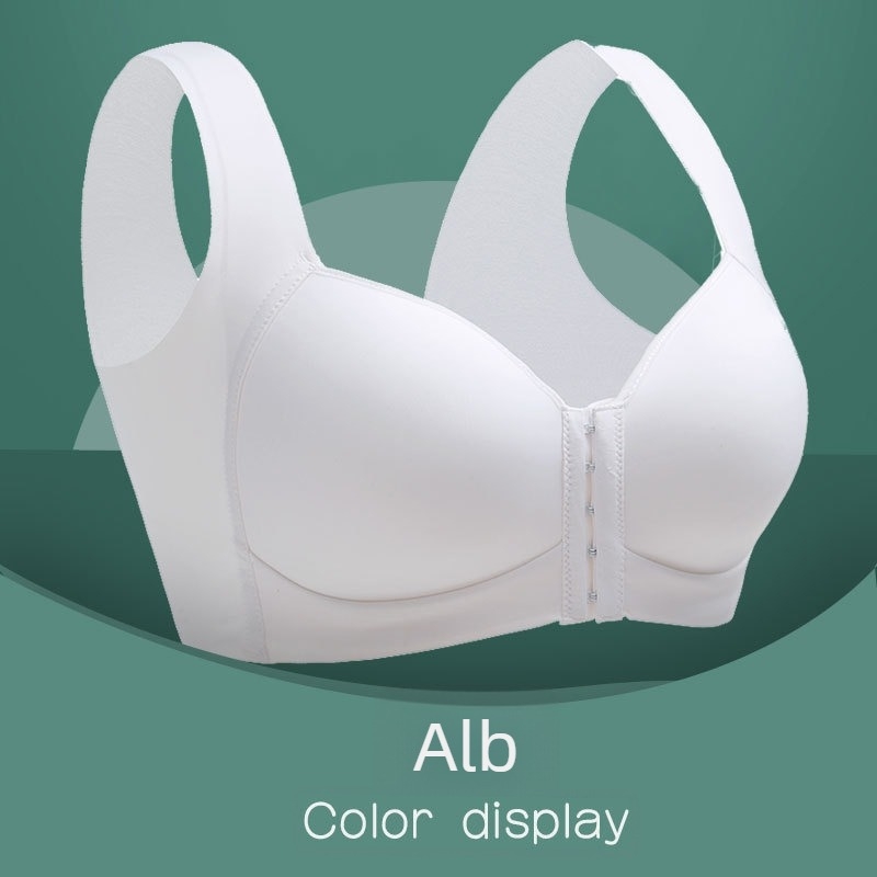 Sutien cu închidere frontală, suport lateral și adunare a sânilor; cupe subțiri, turnate; material din nailon cu căptușeală 30–50% spandex