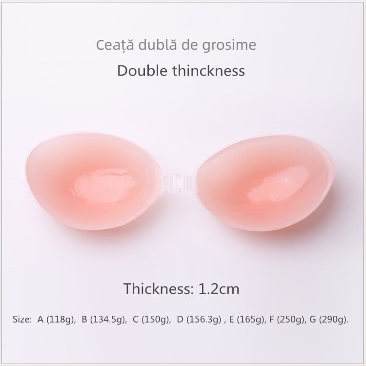 Bustier din silicon fără bretele, cupe 3/4, cupe subțiri turnate, închidere frontală