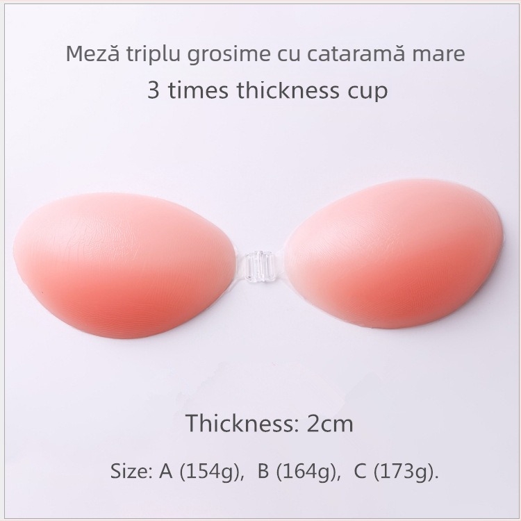 Bustier din silicon fără bretele, cupe 3/4, cupe subțiri turnate, închidere frontală