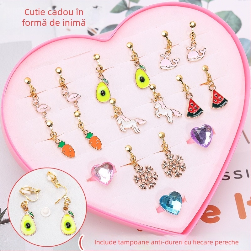 Clipuri pentru urechi, stil coreean, design cu animale de desene animate, aliaj, placare electrolitică, ambalare individuală