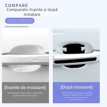 Bandă anti-coliziune pentru mâner universal de ușă, protecție de margine autoadezivă, protecție împotriva zgârieturilor
