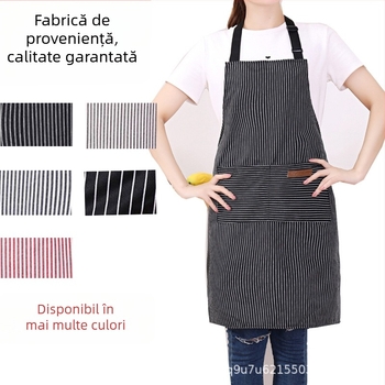 Șorț fără mâneci din poliester, în dungă, anti-murdărire, stil modern minimalist
