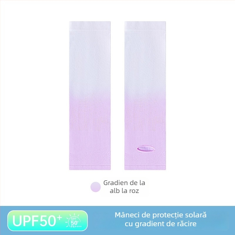 Mâneci cu protecție UV pentru copii, material nailon, conținut de nailon 80–90%, greutate 28–34 g/m², design cu găuri pentru degete