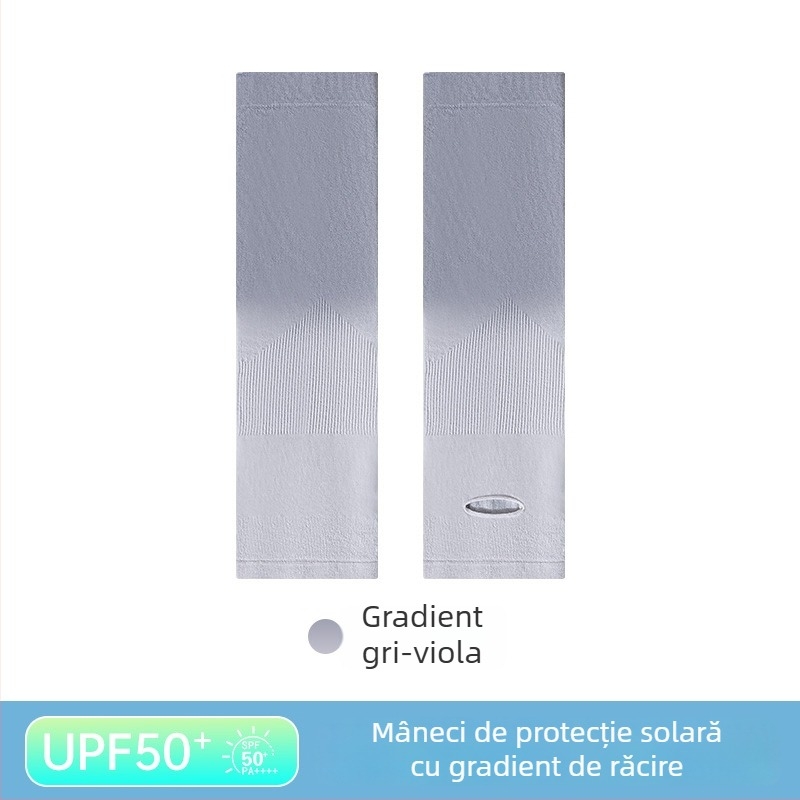 Mâneci cu protecție UV pentru copii, material nailon, conținut de nailon 80–90%, greutate 28–34 g/m², design cu găuri pentru degete