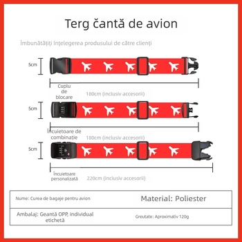 Bretea de bagaj din poliester cu încuietoare cu combinație TSA și protecție împotriva furtului