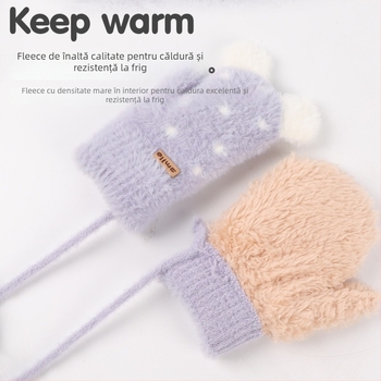 Mănuși de iarnă pentru copii, velur, croială Jacquard, degete acoperite, calde, stil drăguț, pentru 2-5 ani
