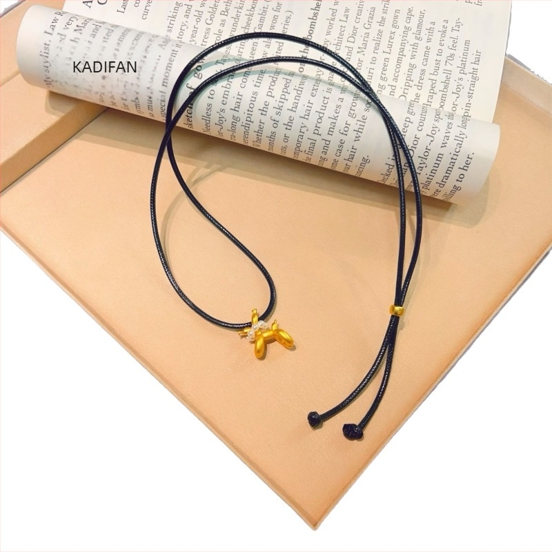 Colier din cupru cu pandantiv cățeluș balon, în formă U, stil natural, proaspăt și dulce, primăvara 2025