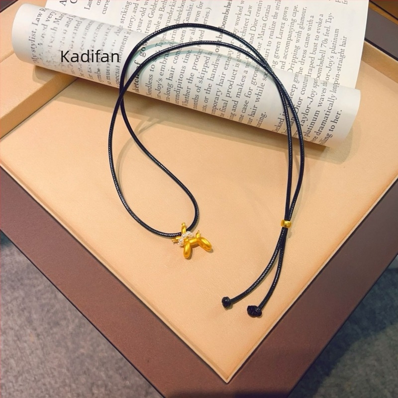 Colier din cupru cu pandantiv cățeluș balon, în formă U, stil natural, proaspăt și dulce, primăvara 2025