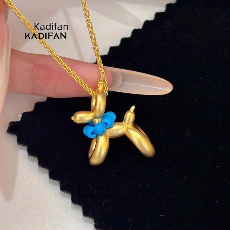 Colier din cupru cu pandantiv cățeluș balon, în formă U, stil natural, proaspăt și dulce, primăvara 2025