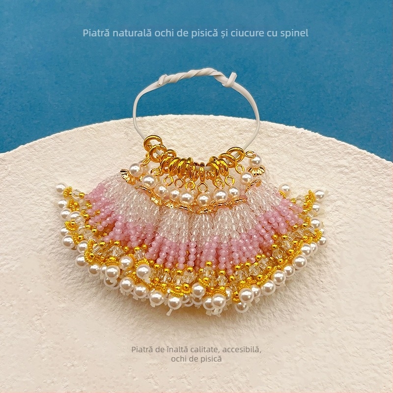 Accesoriu DIY pentru bijuterii cu pandantiv din piatră ochi de pisică, tricotat manual, origine Guangzhou, primăvara 2025.