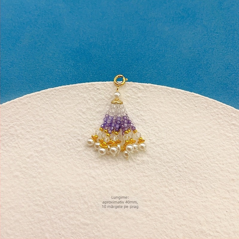 Accesoriu DIY pentru bijuterii cu pandantiv din piatră ochi de pisică, tricotat manual, origine Guangzhou, primăvara 2025.