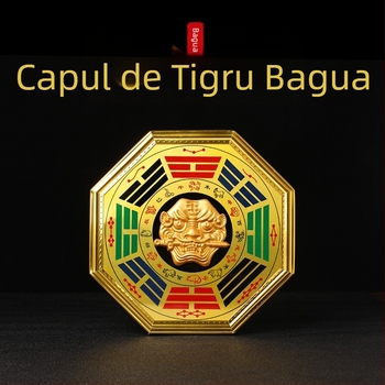 Pandant Bagua Tai Chi cu cap de tigru - Material: lemn și folie de aluminiu; Categorie: Bagua; Religios: taoist; Greutate netă: 0.14 kg; Brand: Jinlun Craftsmanship