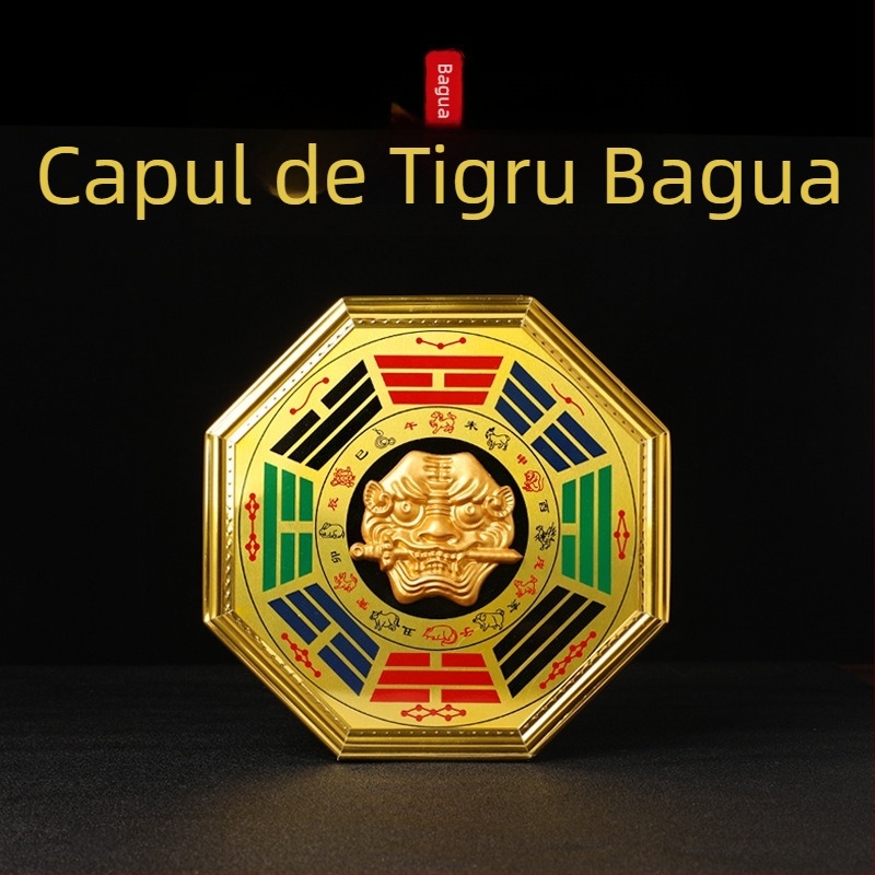 Pandant Bagua Tai Chi cu cap de tigru - Material: lemn și folie de aluminiu; Categorie: Bagua; Religios: taoist; Greutate netă: 0.14 kg; Brand: Jinlun Craftsmanship