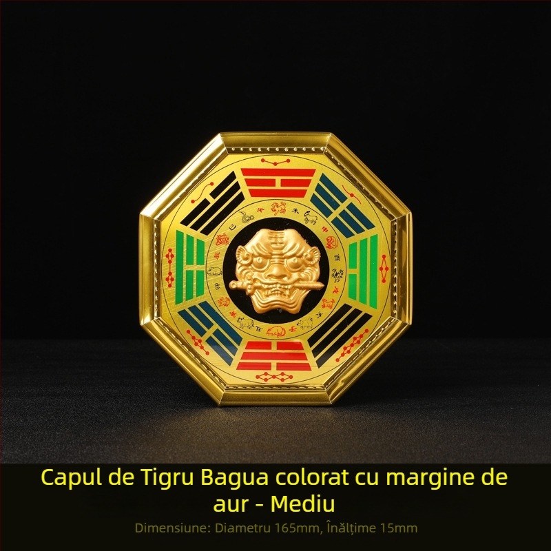 Pandant Bagua Tai Chi cu cap de tigru - Material: lemn și folie de aluminiu; Categorie: Bagua; Religios: taoist; Greutate netă: 0.14 kg; Brand: Jinlun Craftsmanship