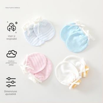 Mănuși bebeluș unisex anti-zgâriere pentru față, pentru nou-născuți, 95% bumbac 5% elastan, potrivite primăvară-vară-toamnă, lansare vară 2025