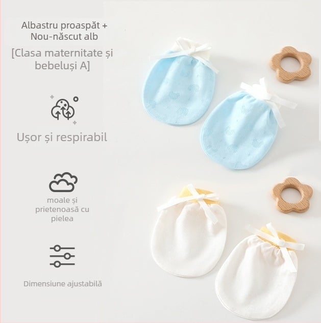 Mănuși bebeluș unisex anti-zgâriere pentru față, pentru nou-născuți, 95% bumbac 5% elastan, potrivite primăvară-vară-toamnă, lansare vară 2025
