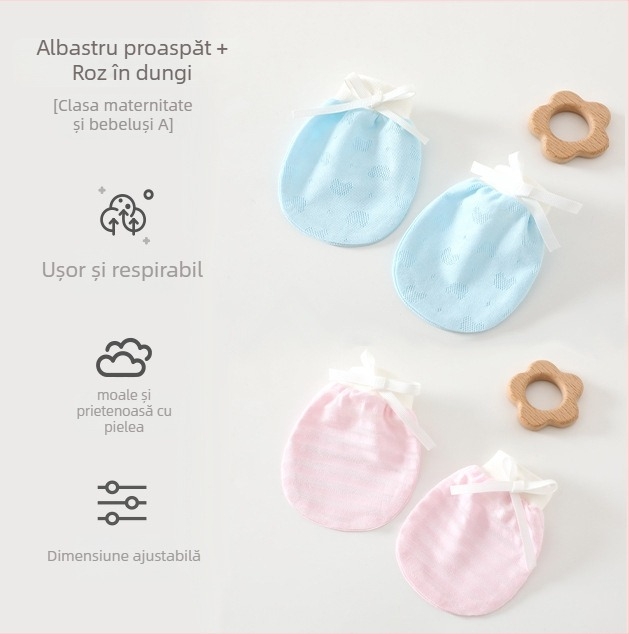Mănuși bebeluș unisex anti-zgâriere pentru față, pentru nou-născuți, 95% bumbac 5% elastan, potrivite primăvară-vară-toamnă, lansare vară 2025