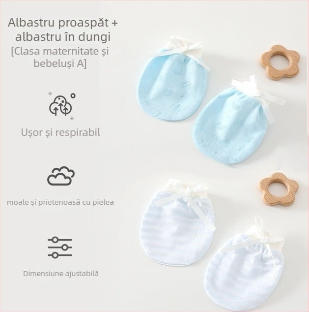 Mănuși bebeluș unisex anti-zgâriere pentru față, pentru nou-născuți, 95% bumbac 5% elastan, potrivite primăvară-vară-toamnă, lansare vară 2025