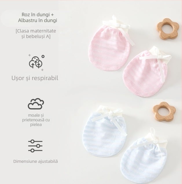 Mănuși bebeluș unisex anti-zgâriere pentru față, pentru nou-născuți, 95% bumbac 5% elastan, potrivite primăvară-vară-toamnă, lansare vară 2025