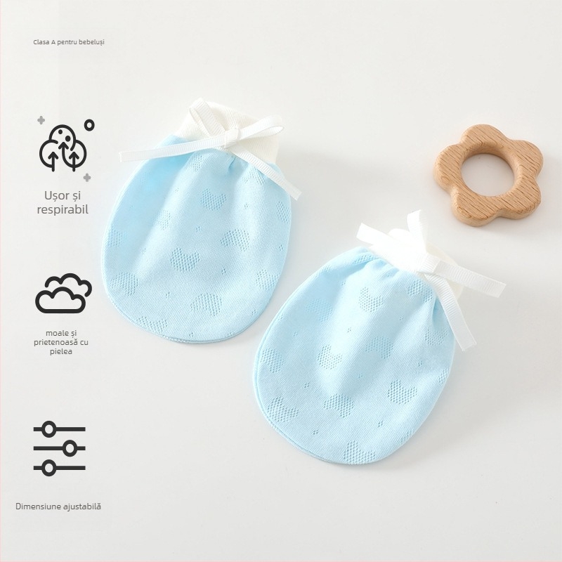 Mănuși bebeluș unisex anti-zgâriere pentru față, pentru nou-născuți, 95% bumbac 5% elastan, potrivite primăvară-vară-toamnă, lansare vară 2025