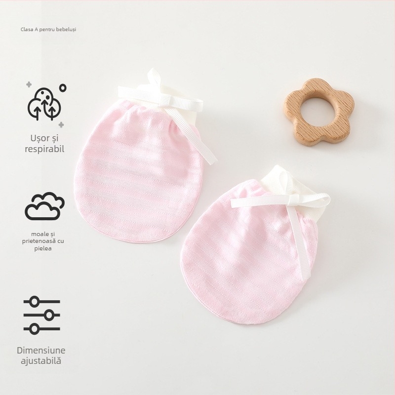 Mănuși bebeluș unisex anti-zgâriere pentru față, pentru nou-născuți, 95% bumbac 5% elastan, potrivite primăvară-vară-toamnă, lansare vară 2025