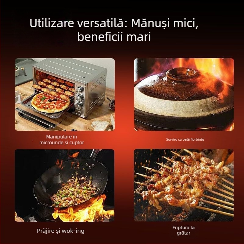 Mănuși pentru grătar cu ecran tactil, Rezistente la căldură, Izolație termică, Rezistente la ulei, Nailon