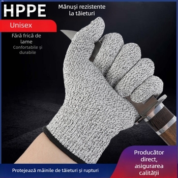 Mănuși HPPE Gradul 5, Rezistență la tăiere, Food-Grade, pentru grădină și recoltare, tricotate, pentru copii și adulți, protecție la muncă