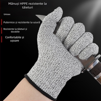 Mănuși HPPE Gradul 5, Rezistență la tăiere, Food-Grade, pentru grădină și recoltare, tricotate, pentru copii și adulți, protecție la muncă