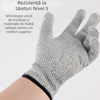 Mănuși HPPE Gradul 5, Rezistență la tăiere, Food-Grade, pentru grădină și recoltare, tricotate, pentru copii și adulți, protecție la muncă