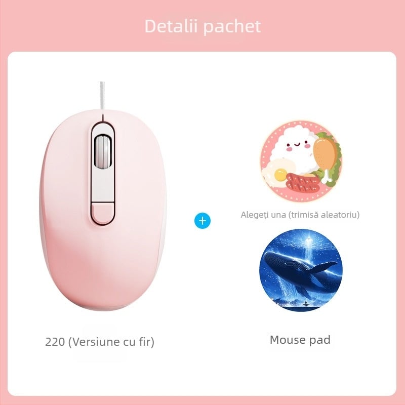 Mouse cablat silențios 2025 pentru birou și uz casnic, design modern, potrivit pentru laptopuri și calculatoare desktop, conectivitate USB și Bluetooth