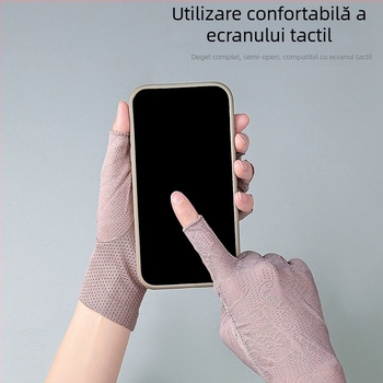 Mănuși pentru femei cu degetul jumătate Ice Silk 7038 – mănuși fără degete pentru manichiură, cules de ceai, ciclism și condus; respirabile, protecție UV, anti-derapare, ultra-ușoare, compatibile cu touchscreen (12 perechi în pachet)