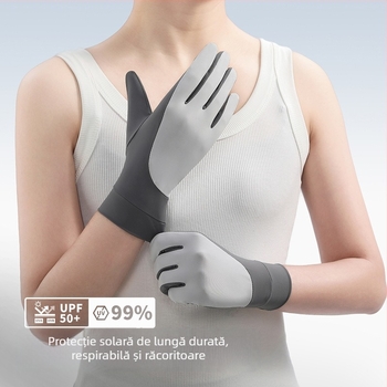 Mănuși cu protecție UV pentru femei, Ice Silk, respirabile, uscare rapidă, anti-alunecare, compatibile cu ecranul tactil