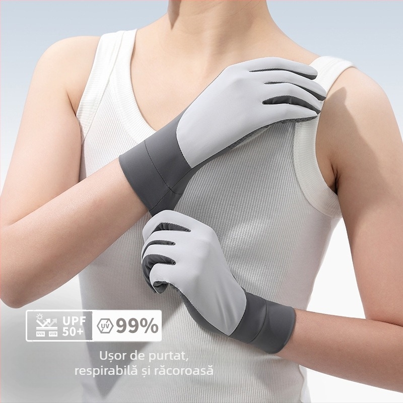 Mănuși cu protecție UV pentru femei, Ice Silk, respirabile, uscare rapidă, anti-alunecare, compatibile cu ecranul tactil