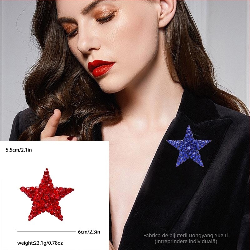 Broșă pentru femei, formă stea-picătură, aliaj de zinc, stil lux ușor, electroplacare, decorativ