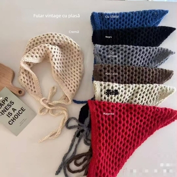 Kaixiu eșarfă triunghiulară tricotată cu decupaj, lână, origine Hangzhou, toamna 2025, protecție solară