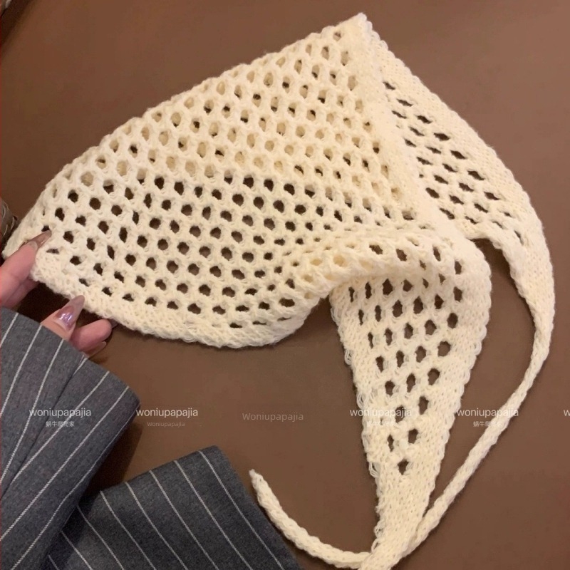 Kaixiu eșarfă triunghiulară tricotată cu decupaj, lână, origine Hangzhou, toamna 2025, protecție solară