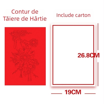 Lucrare de decupaj din hârtie, lucrată manual, modele în stil chinezesc: flori, păsări, zodii, fructe; decor pentru fereastră pentru Sărbătoarea Primăverii