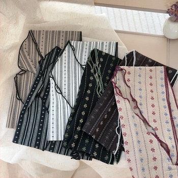 Eșarfă triunghiulară din bumbac – imprimeu floral, stil retro etnic, țesătură simplă, imprimare