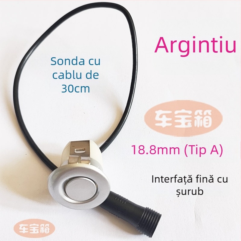 Sondă radar de mers înapoi pentru mașină cu interfață filetat circular — 2 sonde, alimentare 12V, temperatură de funcționare 20–70°C