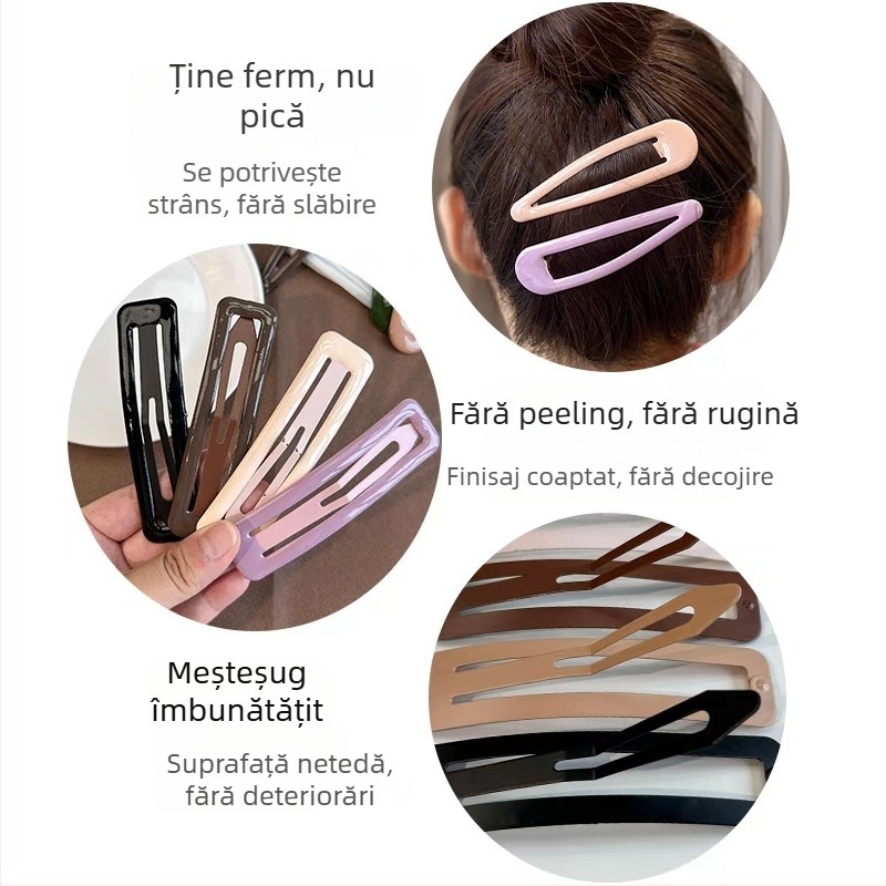 Clip metal BB pentru păr Cold Beauty, design simplu, finisaj cu lac tratat termic, accesorii pentru femei, primăvara 2023