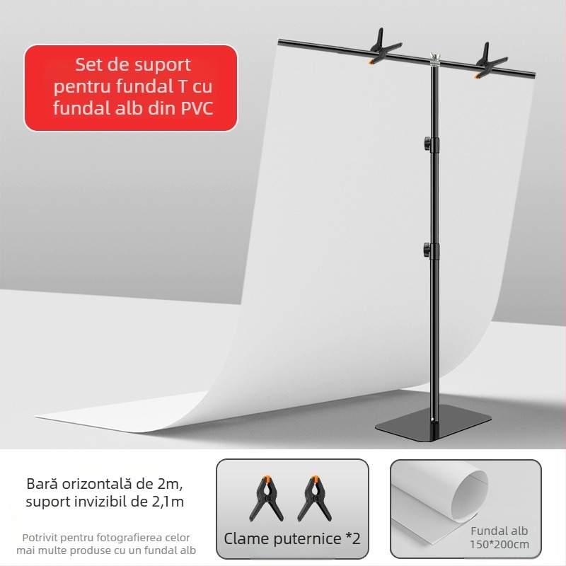 Placă de fundal din PVC, cu suprafață mată, rezistentă la apă, pentru fotografierea produselor, cu suport în formă de T