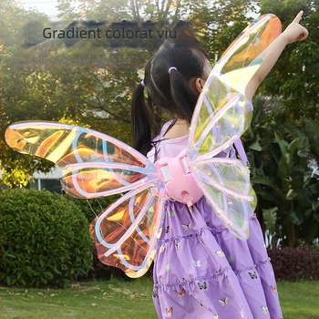 Aripi de fluture luminoase electrice pentru copii — aripi mobile cu lumină și muzică, decor pe spate din plastic, pentru vârsta 4–6 ani, certificat 3C (Cod 2023182202042649)
