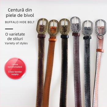 Curea pentru femei din piele PU cu cataramă din aliaj, stil vintage artistic, vară 2025