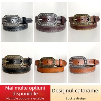 Curea pentru femei din piele PU cu cataramă din aliaj, stil vintage artistic, vară 2025